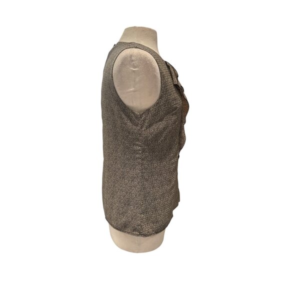 Covington Ruffle Front Sleeveless Blouse Women’s Size M Gray Black Herringbone P - Picture 5 of 8